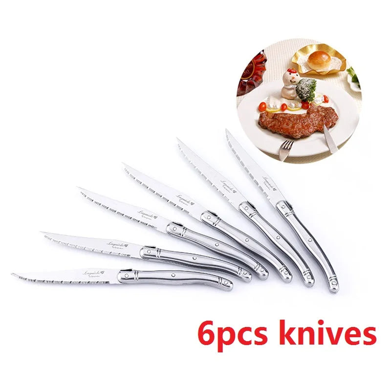 Couteaux à steak Laguiole 4 à 10 pièces – Lame dentelée tranchante, légère, de qualité supérieure, compatibles lave-vaisselle, ensemble de couteaux en acier inoxydable, argenterie pour restaurant.