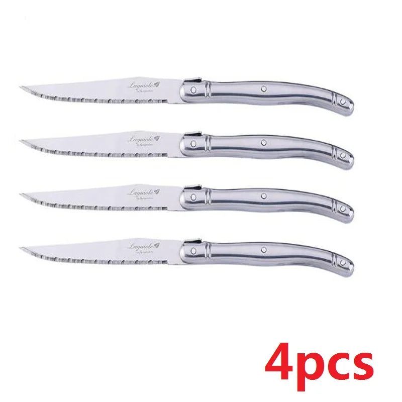 Couteaux à steak Laguiole 4 à 10 pièces – Lame dentelée tranchante, légère, de qualité supérieure, compatibles lave-vaisselle, ensemble de couteaux en acier inoxydable, argenterie pour restaurant.