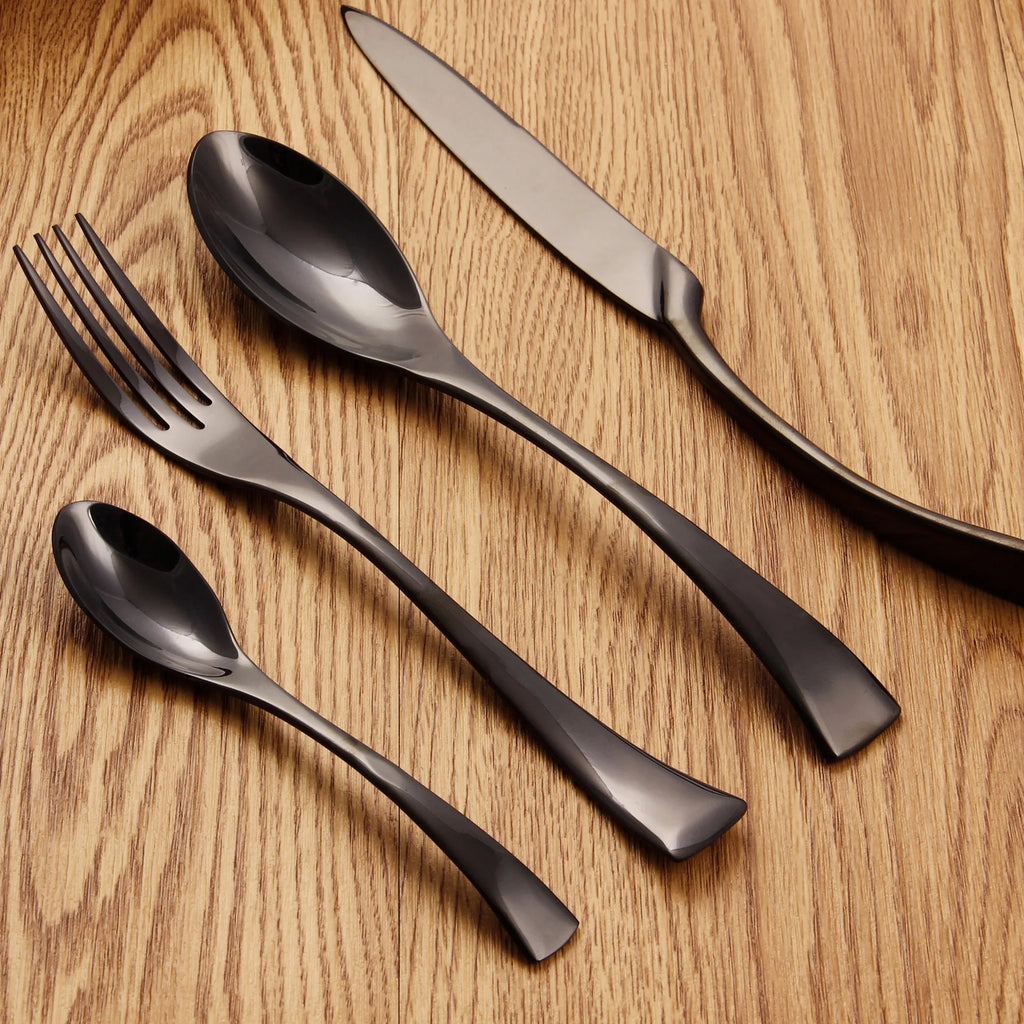 Set de couverts 4 pièces en acier inoxydable – fourchette, couteau – service de table style occidental﻿