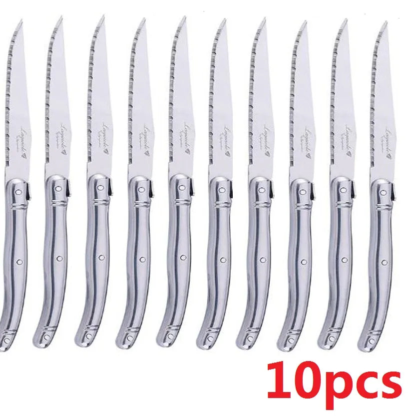 Couteaux à steak Laguiole 4 à 10 pièces – Lame dentelée tranchante, légère, de qualité supérieure, compatibles lave-vaisselle, ensemble de couteaux en acier inoxydable, argenterie pour restaurant.