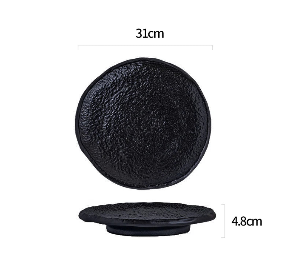 Assiette en céramique à motifs avec pieds — assiette à dîner, assiette à steak, assiette à pâtes, assiette à sushi, plat à fruits, assiette à dessert