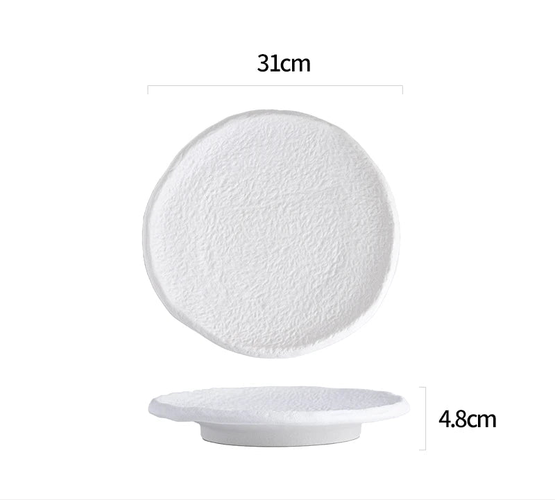 Assiette en céramique à motifs avec pieds — assiette à dîner, assiette à steak, assiette à pâtes, assiette à sushi, plat à fruits, assiette à dessert
