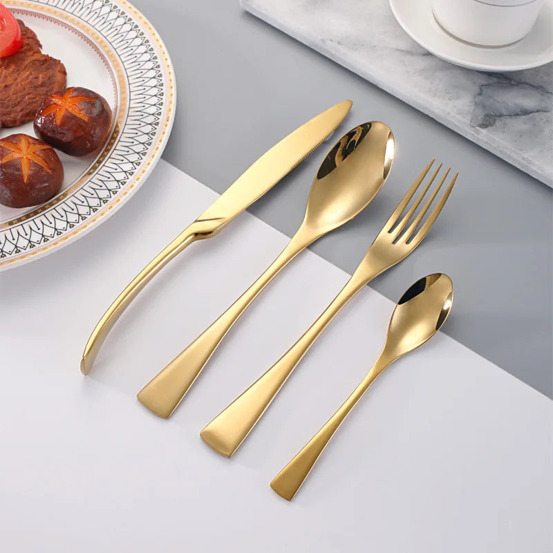 Set de couverts 4 pièces en acier inoxydable – fourchette, couteau – service de table style occidental﻿