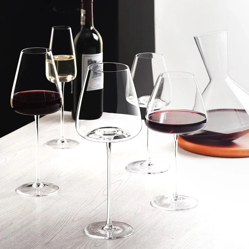 Verres à vin rouge 2 pièces, verres à champagne soufflés à la main avec pied long, parfaits pour le vin rouge ou blanc, usage quotidien.