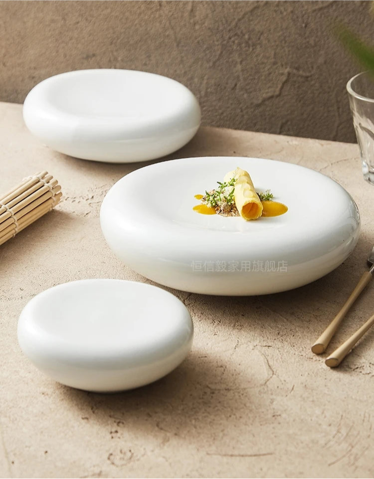 Assiette en céramique à double isolation – Assiette à dessert et apéritif – Vaisselle en céramique pour cuisine moléculaire – Vaisselle spécifique pour restaurant