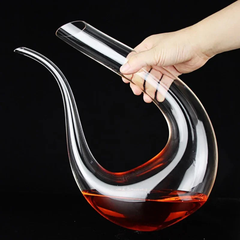Carafe à vin de 1500 ml en cristal fait main – carafe élégante pour vin rouge, brandy ou champagne, avec bec verseur et aérateur intégré, idéale pour le bar ou les repas en famille.
