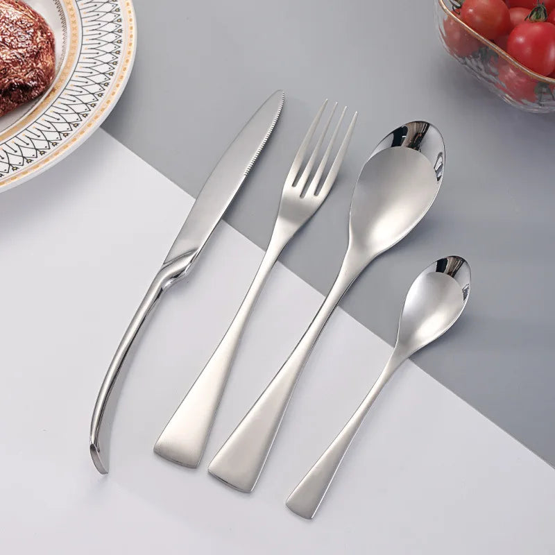 Set de couverts 4 pièces en acier inoxydable – fourchette, couteau – service de table style occidental﻿