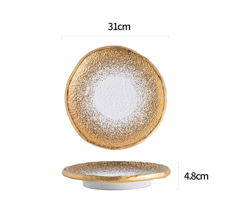 Assiette en céramique à motifs avec pieds — assiette à dîner, assiette à steak, assiette à pâtes, assiette à sushi, plat à fruits, assiette à dessert