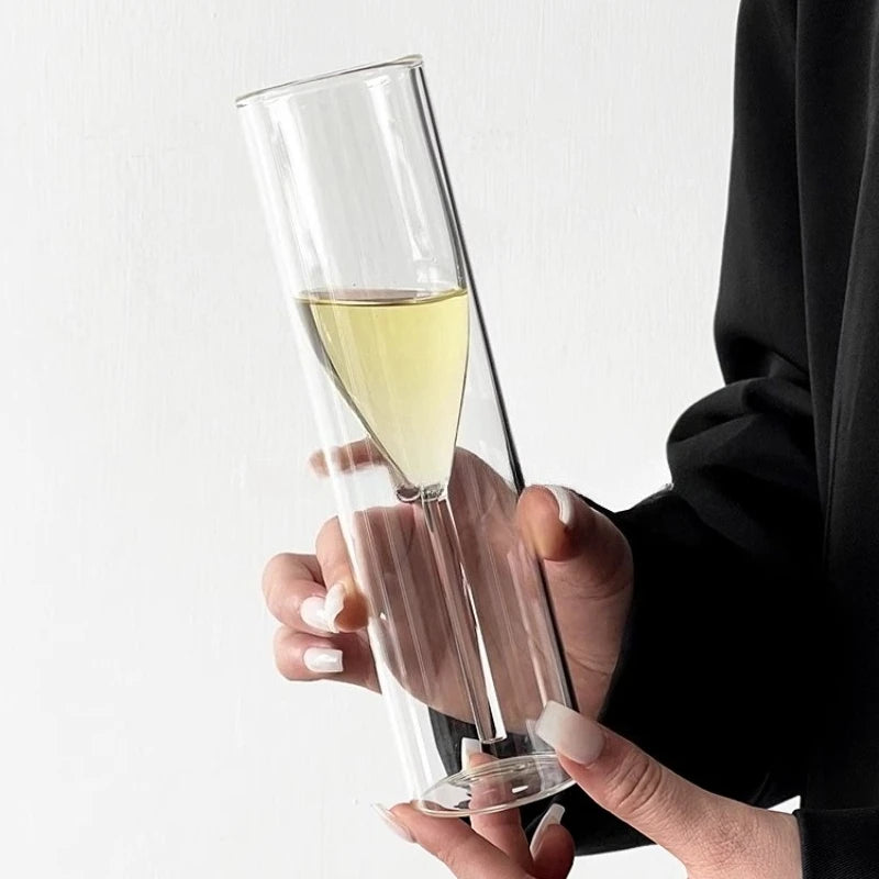 Verres à champagne à double paroi – Coupes tulipe et flûte au design en cristal élégant pour mariages, cocktails et toasts, résistantes aux chocs