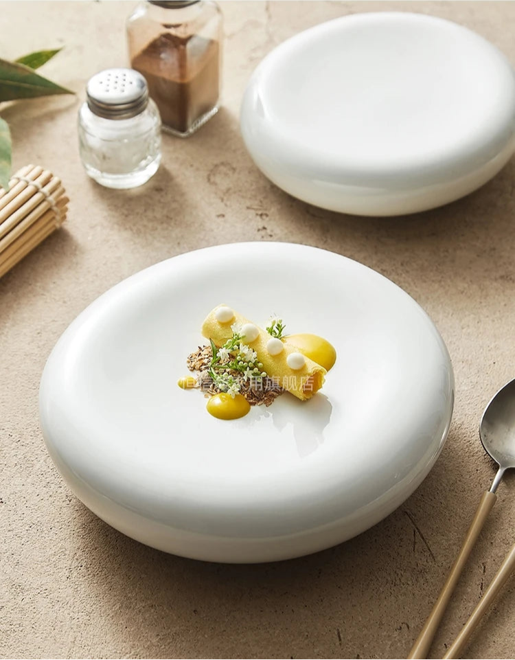 Assiette en céramique à double isolation – Assiette à dessert et apéritif – Vaisselle en céramique pour cuisine moléculaire – Vaisselle spécifique pour restaurant