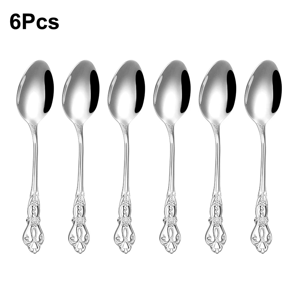 6/24/30 Pieces ensemble de couverts  en acier inoxydable, vaisselle de dîner de luxe, miroir, élégant, couteau, fourchette, cuillère.