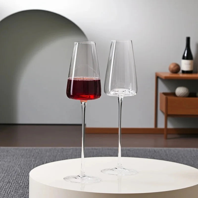 Verres à vin rouge 2 pièces, verres à champagne soufflés à la main avec pied long, parfaits pour le vin rouge ou blanc, usage quotidien.