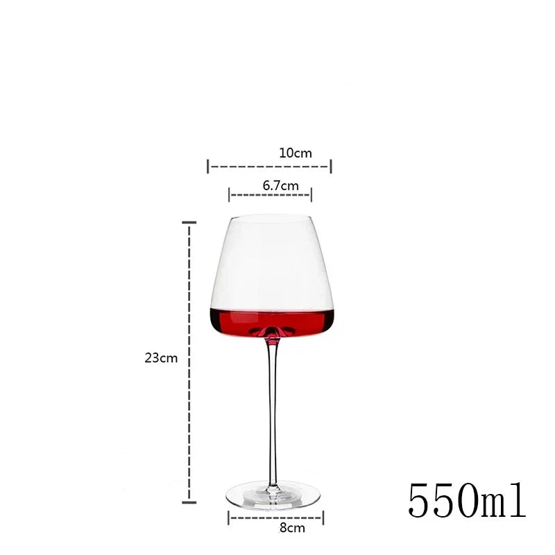 Verres à vin rouge 2 pièces, verres à champagne soufflés à la main avec pied long, parfaits pour le vin rouge ou blanc, usage quotidien.