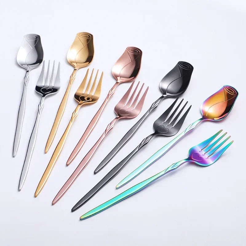 Service de couverts miroir en acier inoxydable pour dessert et fruits, comprenant fourchettes pour thé, gâteau et snacks