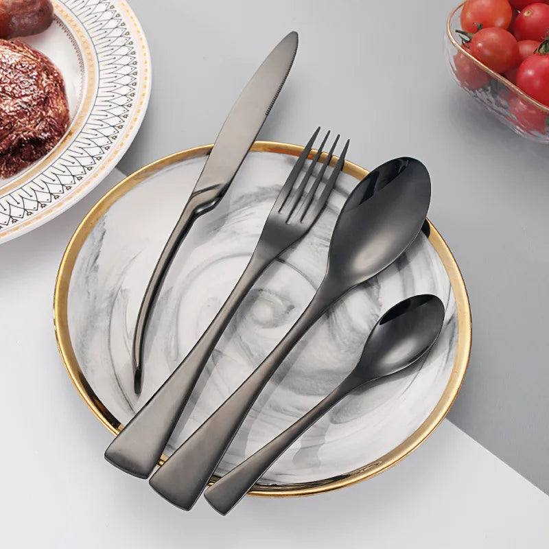 Set de couverts 4 pièces en acier inoxydable – fourchette, couteau – service de table style occidental﻿