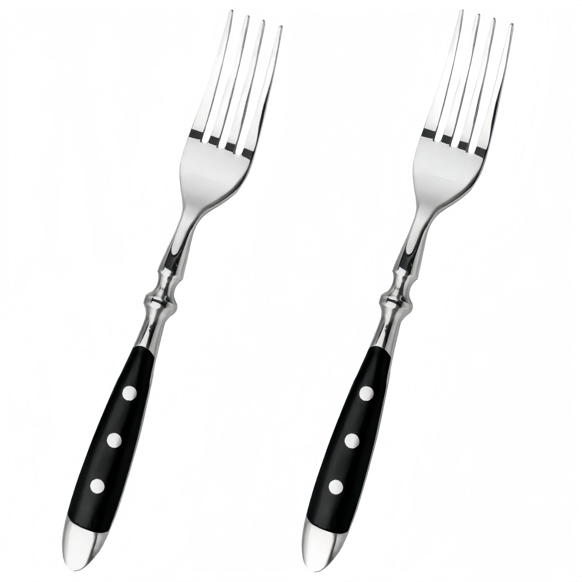 Couteau à steak à pointe fine de 5" – Ensemble de couteaux à steak tranchants, lame forgée en acier inoxydable à haute teneur en carbone, manche ergonomique en plastique noir pour la découpe.