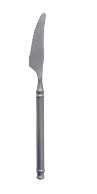 Ensemble de couverts rétro en acier inoxydable 304, finition mate. Couverts de style occidental pour steak, café et desserts, comprenant couteau et fourchette vintage spéciale.