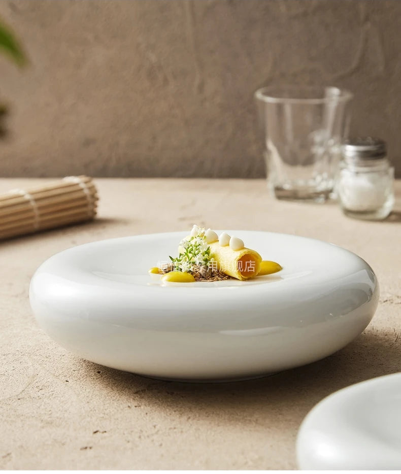 Assiette en céramique à double isolation – Assiette à dessert et apéritif – Vaisselle en céramique pour cuisine moléculaire – Vaisselle spécifique pour restaurant