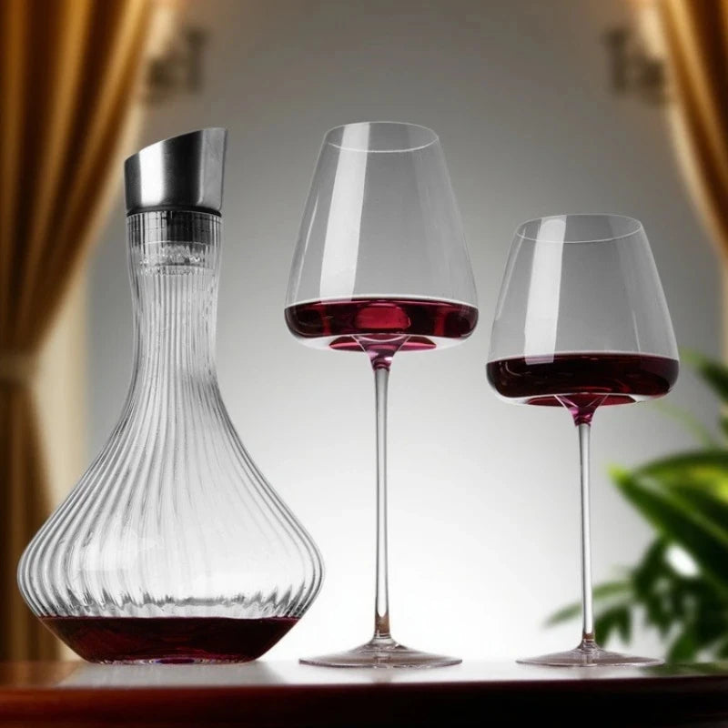 Verres à vin rouge 2 pièces, verres à champagne soufflés à la main avec pied long, parfaits pour le vin rouge ou blanc, usage quotidien.