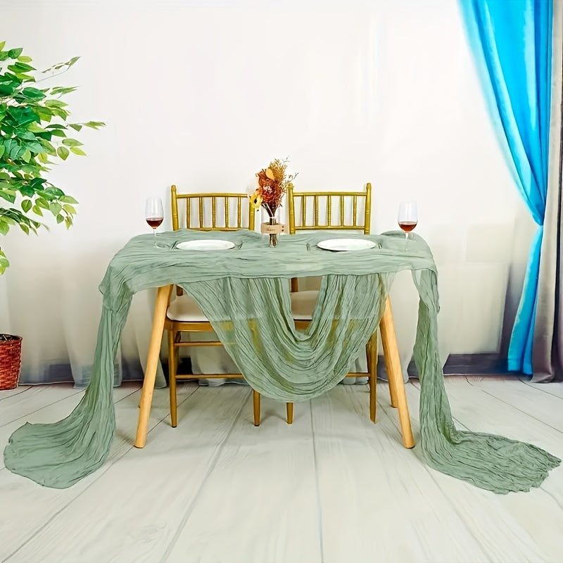 chemin de table plissé balinais atmosphérique, élégant chemin de table en mousseline uni,décoration de table à manger, décoration de pièce, décoration de mariage