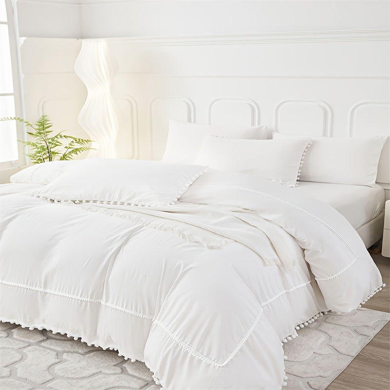 Parure de lit française charmante toutes saisons avec pompons