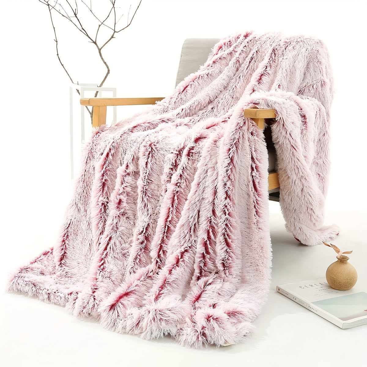 Couverture en fausse fourrure luxueuse de style français – Plaid décoratif polyvalent en polyester doux pour lit, canapé et voiture – Couverture tissée toutes saisons, chaude et confortable pour la maison et le bureau