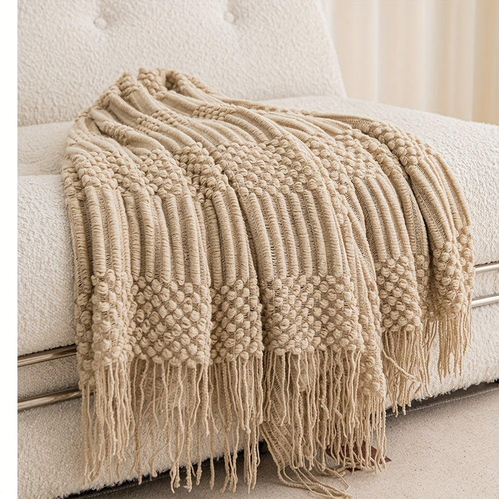 Couverture Vintage à Franges – Douce et Polyvalente pour Toutes Saisons