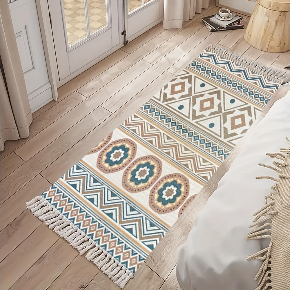 Tapis décoratif bohème à motif géométrique