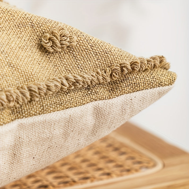 Housse de coussin en toile à carreaux marron vintage avec fermeture éclair - Lavable à la main, parfaite pour canapé du salon et décoration de chambre