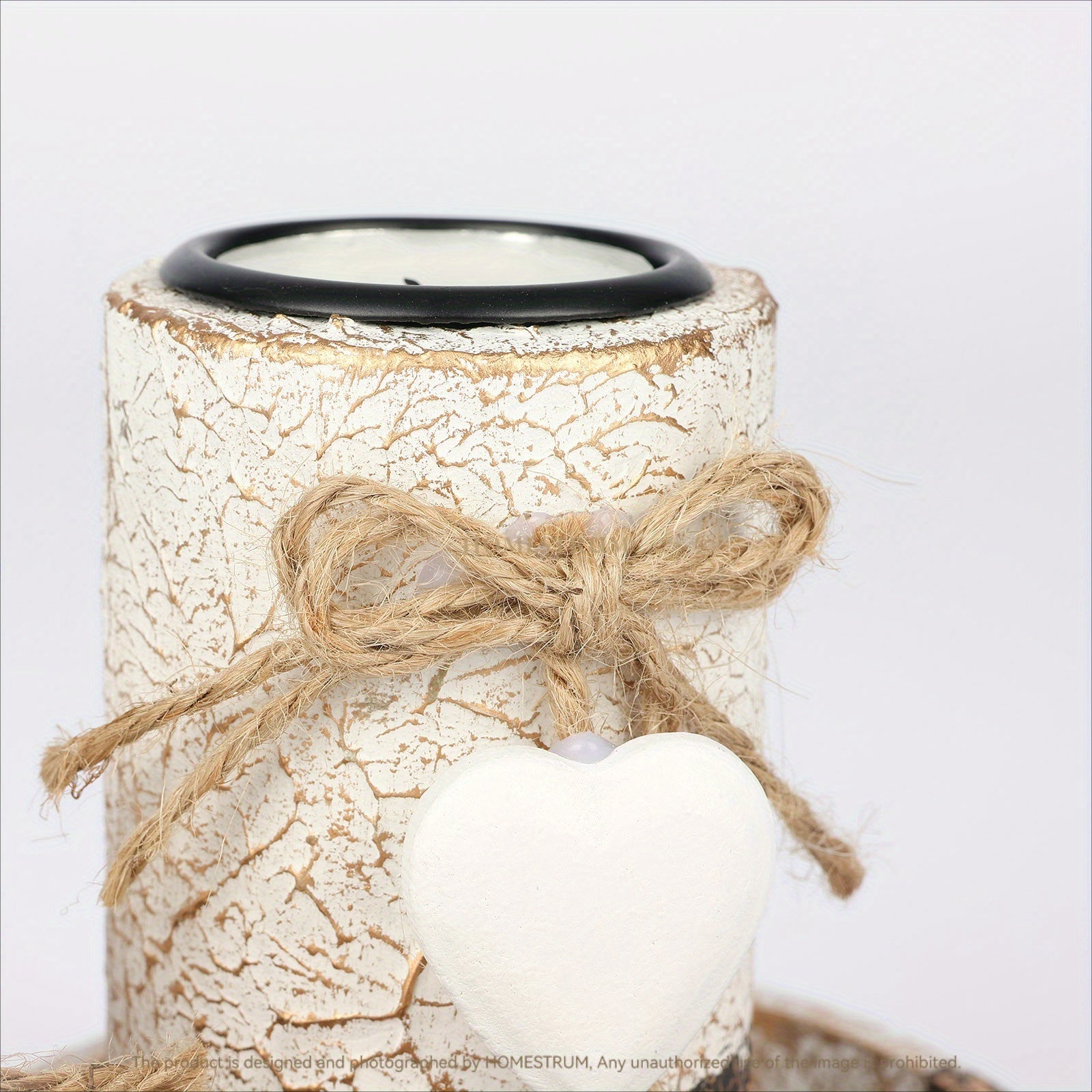 Set de 3 Bougeoirs en Bois Blanc avec Cœur – Support à Bougies , Plateau Décoratif en Forme de Cœur, Cadeau de Noël et Saint-Valentin
