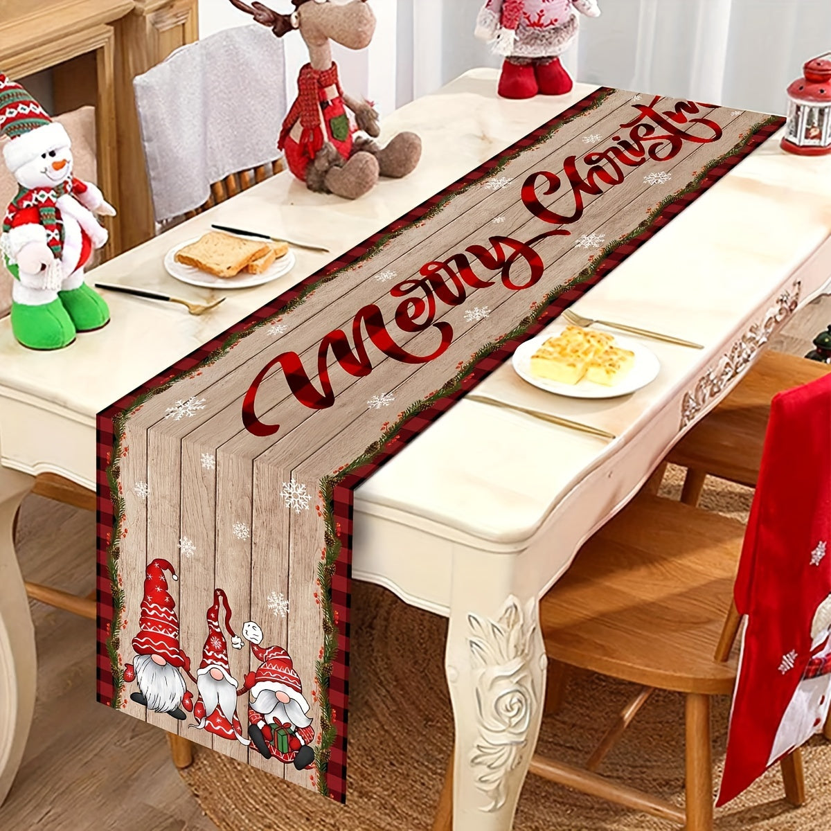 Chemin de table de Noël rustique