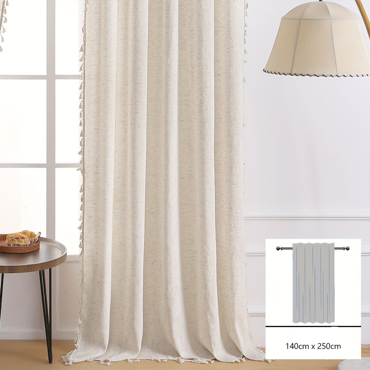 Voilage bohème en dentelle de tulle à transparence légère, avec passe-tringle