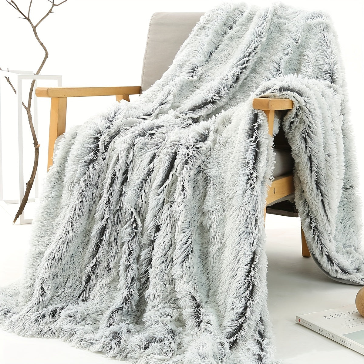 Couverture en fausse fourrure luxueuse de style français – Plaid décoratif polyvalent en polyester doux pour lit, canapé et voiture – Couverture tissée toutes saisons, chaude et confortable pour la maison et le bureau