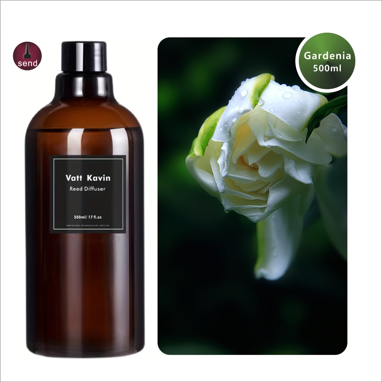 Recharge de grand flacon 500 ml pour diffuseur à bâtonnets – Mélange d’huiles essentielles hydrosolubles à base de rose, jasmin, lavande, pêche, citron, sauge et bien plus – Parfait pour sublimer l’air ambiant.