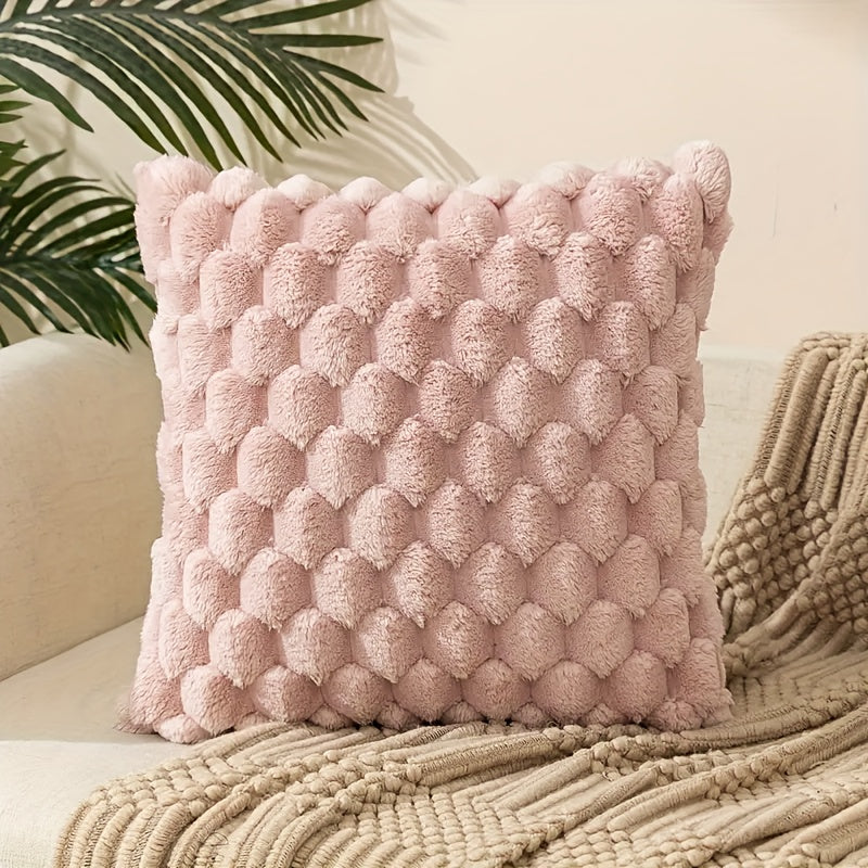 Coussin avec garniture ultra doux et moelleux, à motif imprimé sur une seule face. Housse pelucheuse imitation fourrure pour une décoration chaleureuse et élégante du salon, du canapé, du lit ou de toute pièce de la maison.