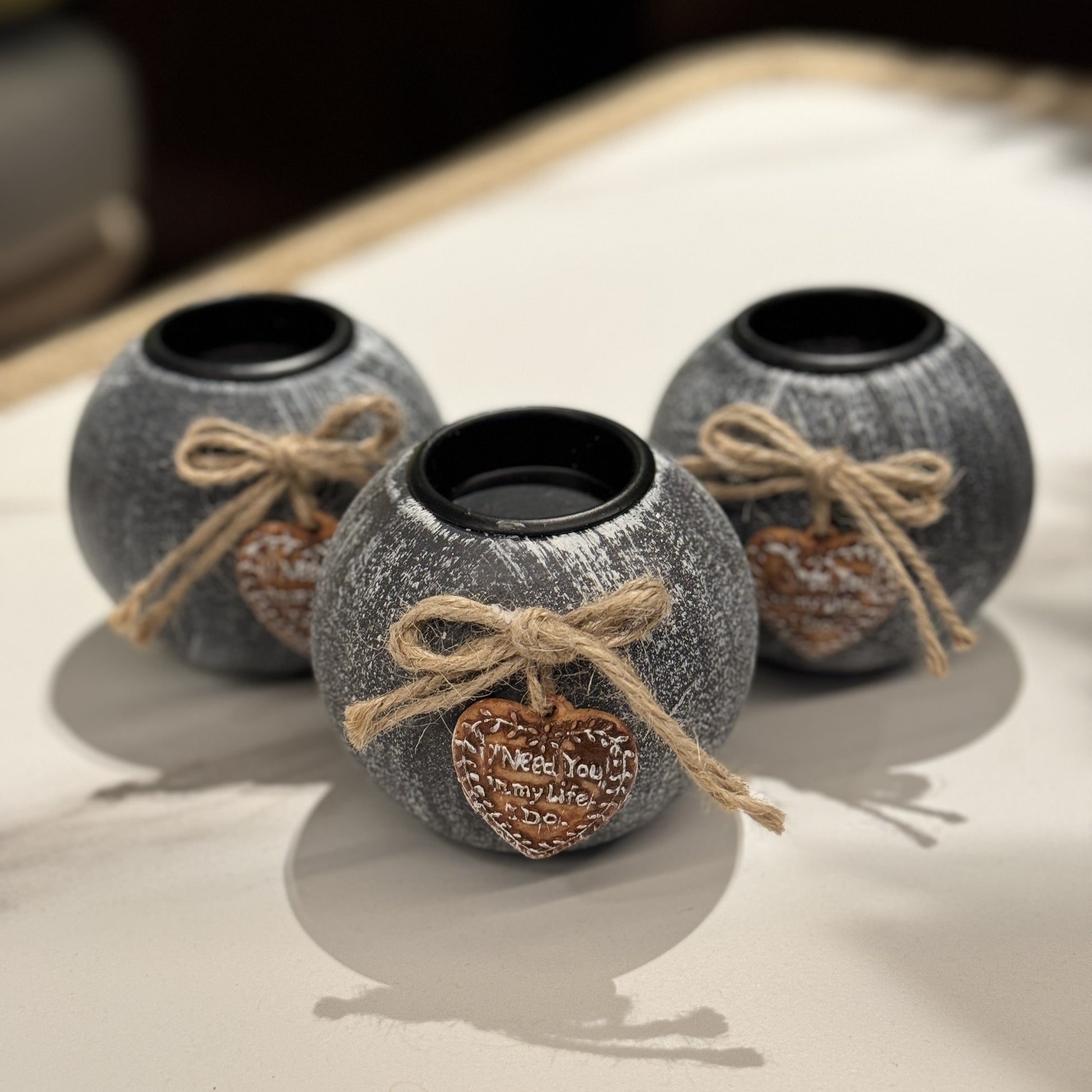 Ensemble rustique de bougeoirs en bois pour bougies , finition thermolaquée, décoration de table pour bureau, maison, mariage, anniversaire ou fête des mères