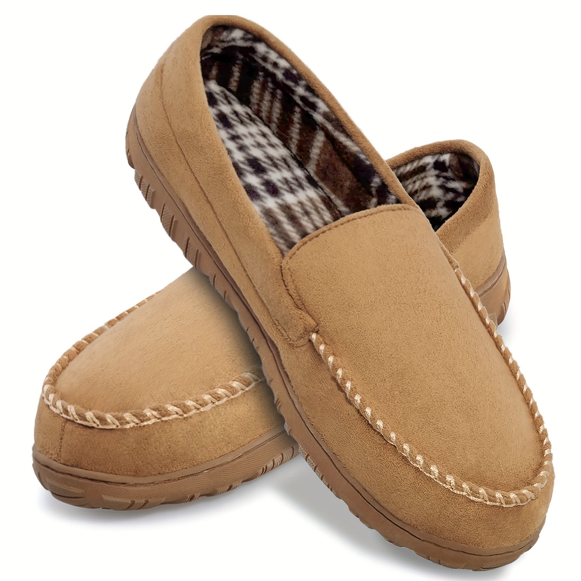 Pantoufles mocassin pour homme avec mémoire de forme, chaussure d'intérieur et d'extérieur avec semelle en caoutchouc.