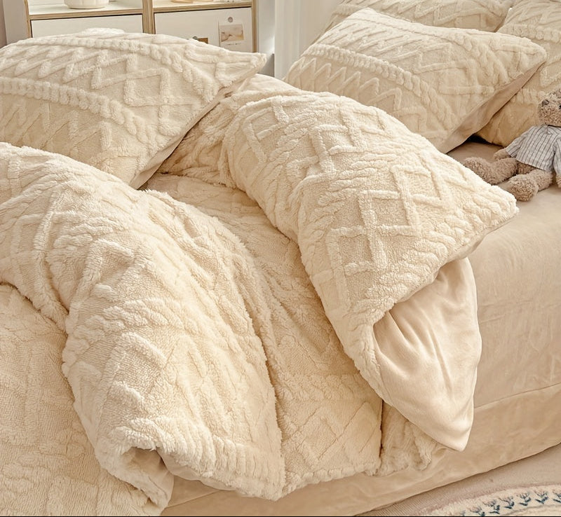 Ensemble de housse de couette velours double couche