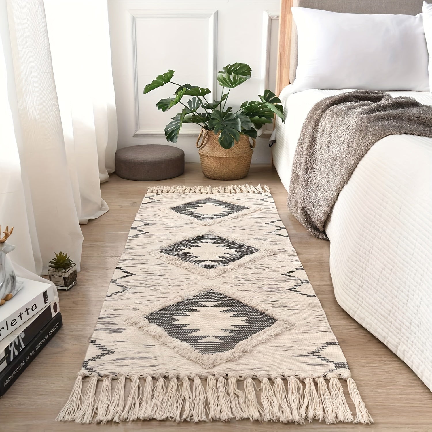 Tapis de salle de bain bohème à pampilles