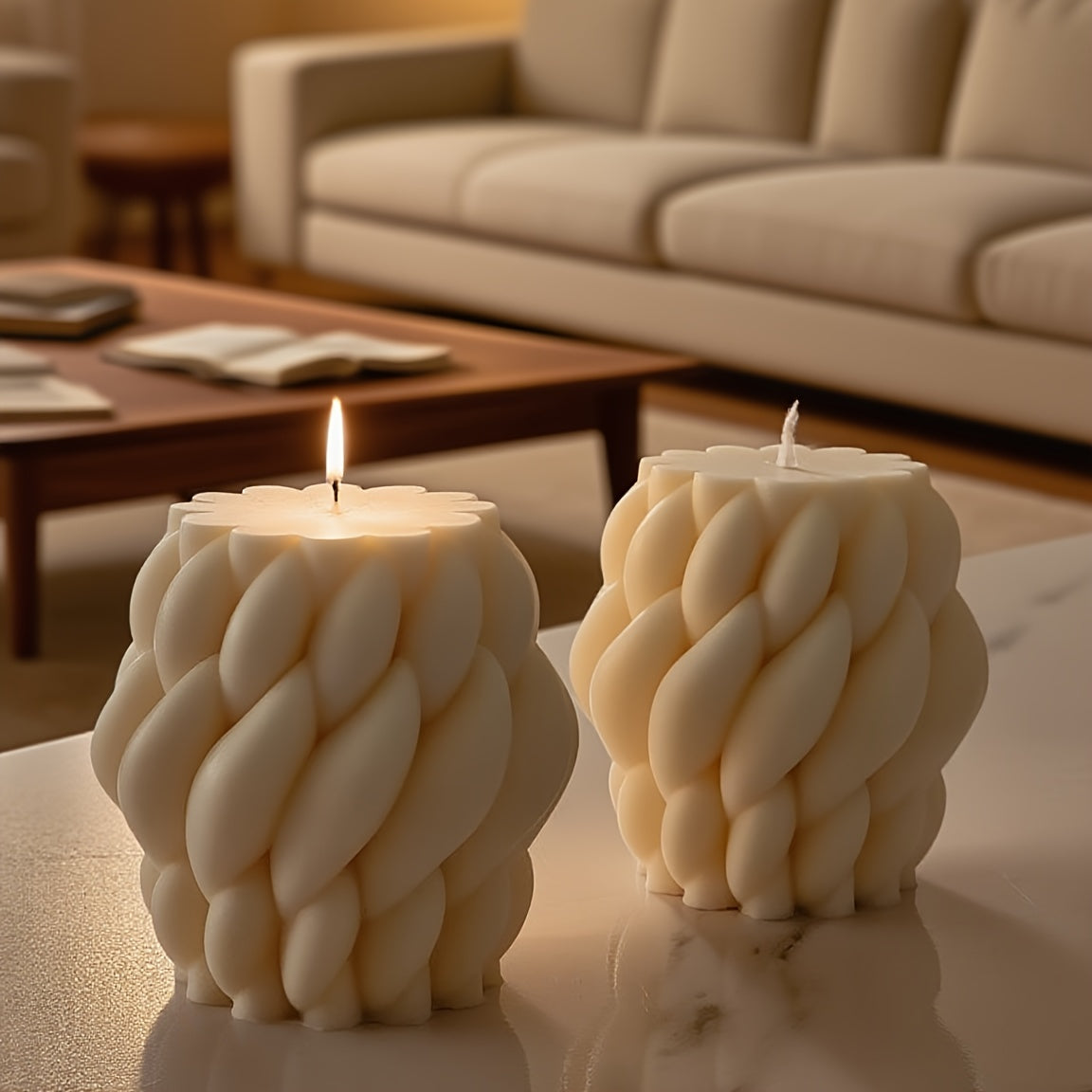 Bougie Art Géométrique – Décoration d’intérieur moderne et minimaliste, mélange de cire de soja et de paraffine, parfum vanille , bougie décorative