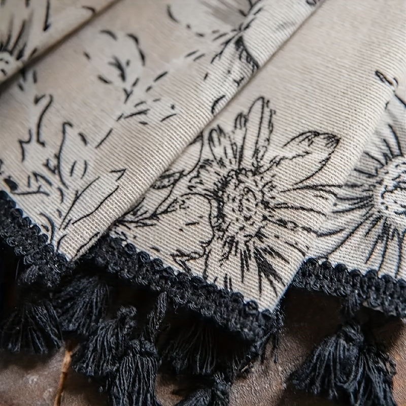 Panneau de Rideau à Poche pour Tringle de Style Victorien avec Imprimé Rose & Lin