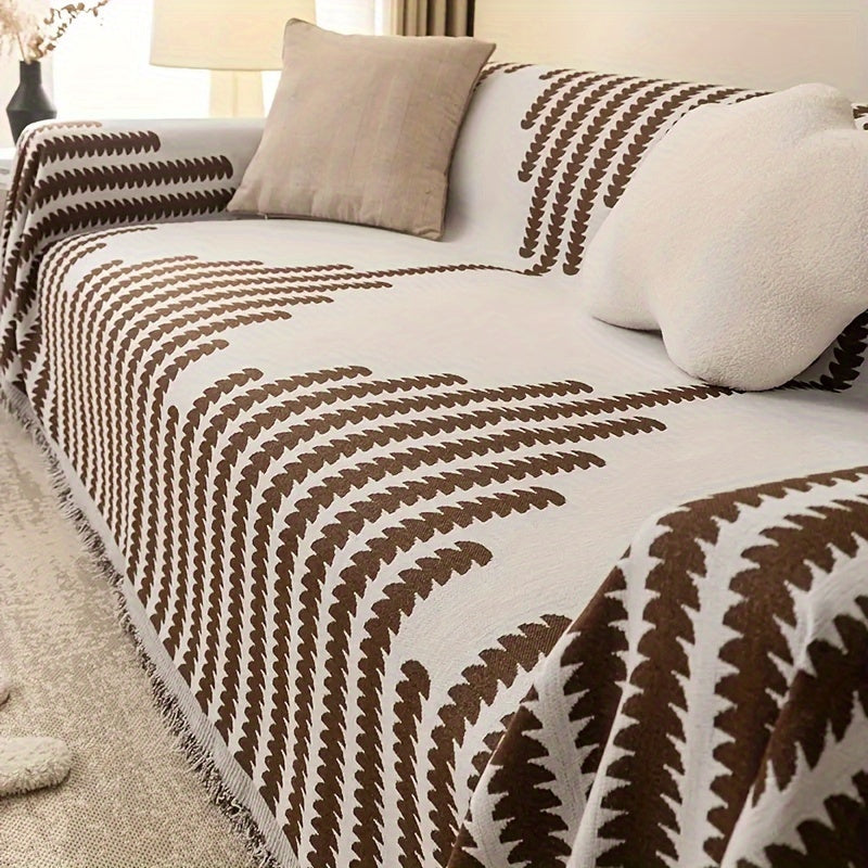 Housse de canapé en chenille et franges