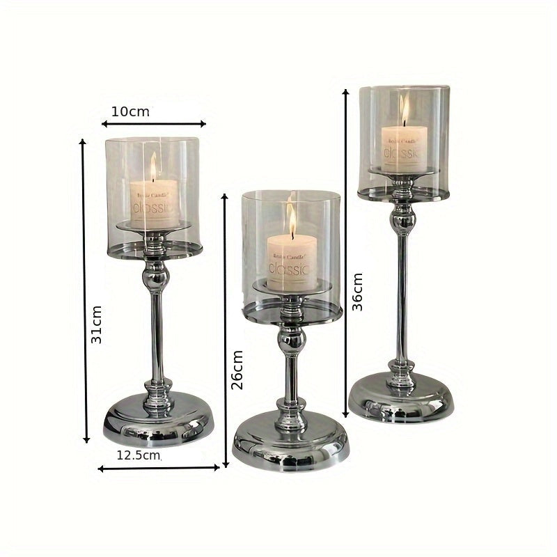 Chandeliers dorés élégants avec bougies en verre - décoration de table moderne et minimaliste pour dîners romantiques, fêtes et décoration intérieure, décor de porte-bougies.