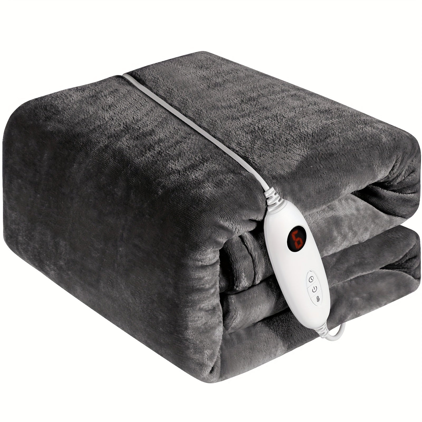 Couverture électrique avec arrêt automatique, 180 x 130 cm, 6 niveaux de température, 9 réglages de temps, commande amovible, couverture isolante, adaptée aux machines à laver, canapés, lits, bureaux