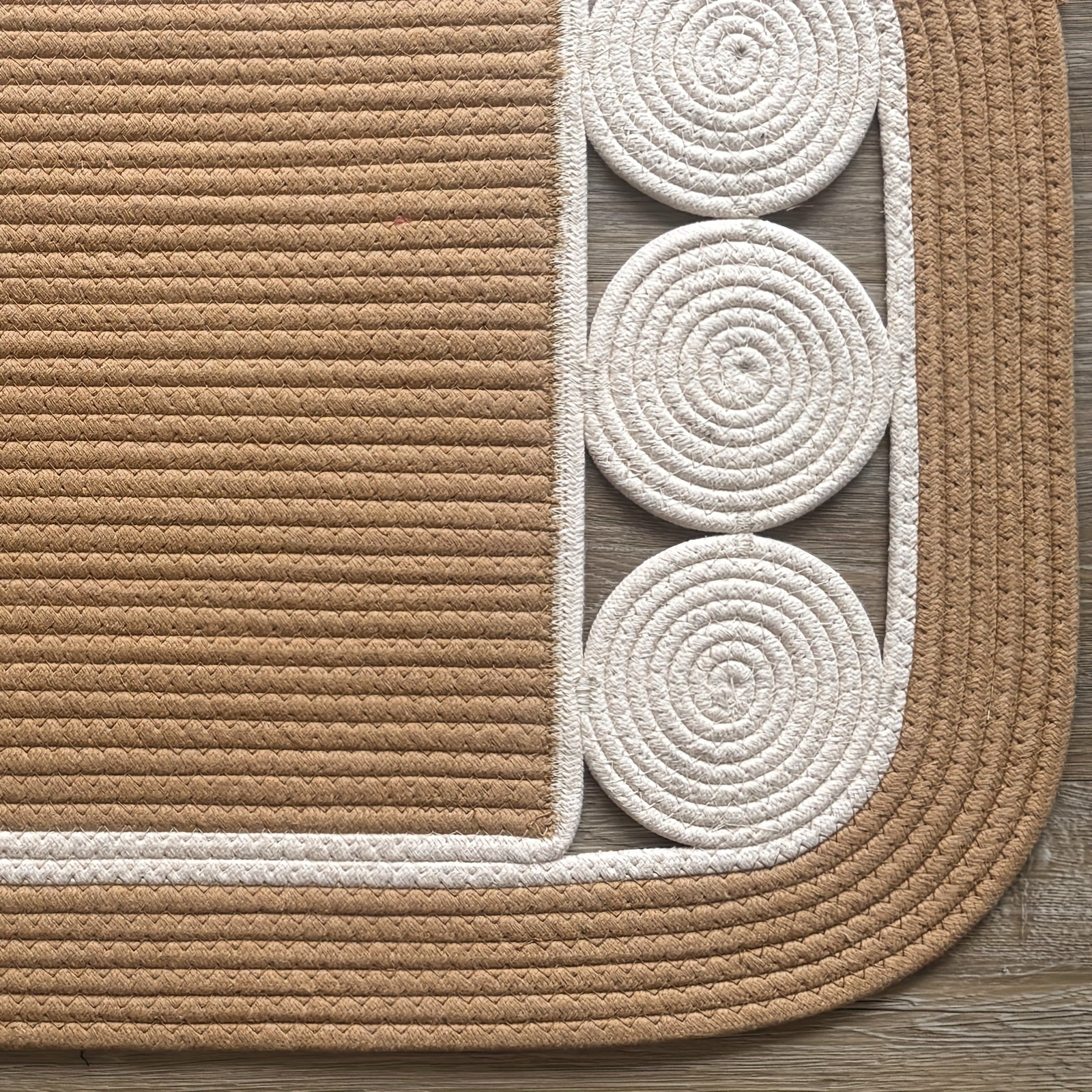 Ensemble de Tapis de Sol en Lin Tissé Main Style Bohème - Antidérapant et Lavable