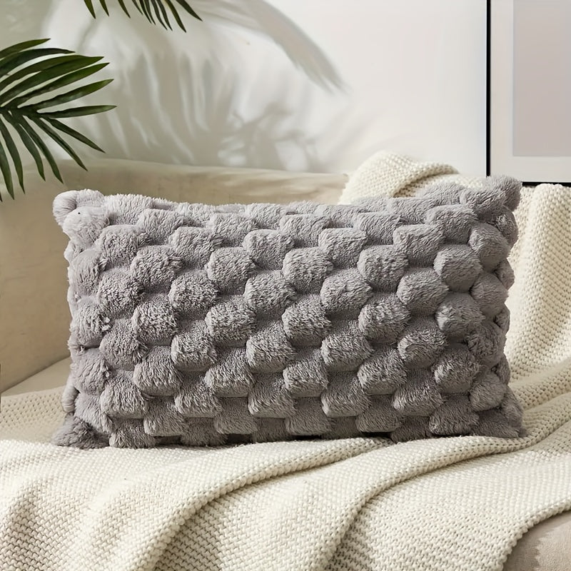 Coussin avec garniture ultra doux et moelleux, à motif imprimé sur une seule face. Housse pelucheuse imitation fourrure pour une décoration chaleureuse et élégante du salon, du canapé, du lit ou de toute pièce de la maison.