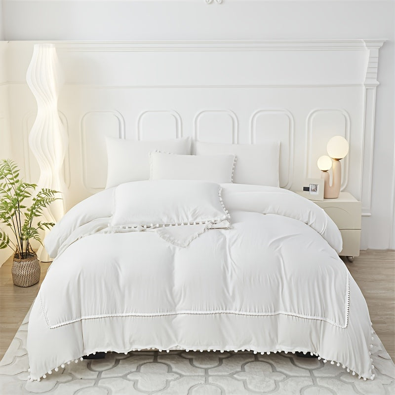 Parure de lit française charmante toutes saisons avec pompons