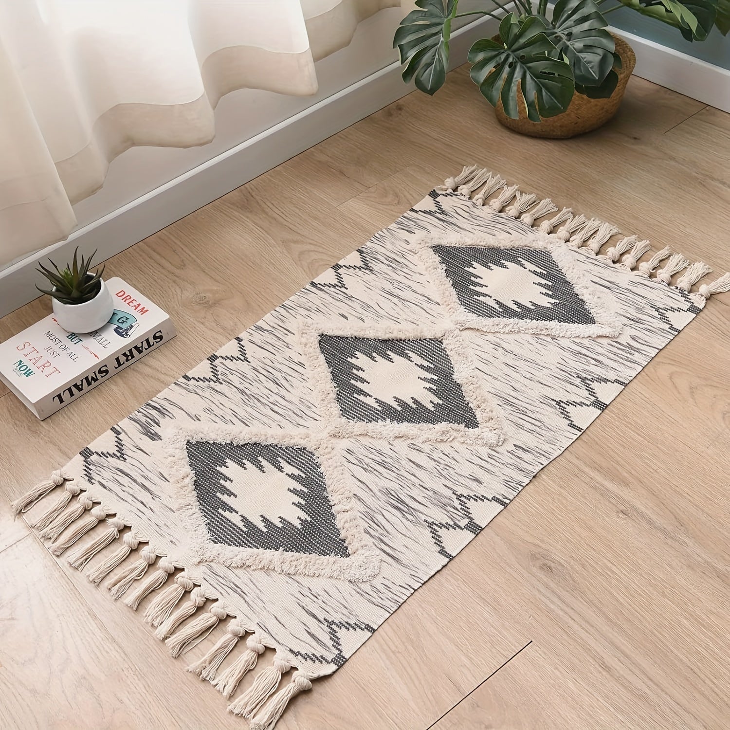 Tapis de salle de bain bohème à pampilles