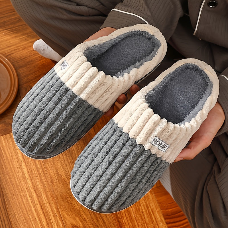 Pantoufles d’hiver en peluche pour homme, grandes tailles, chaussures fourrées unisexes.