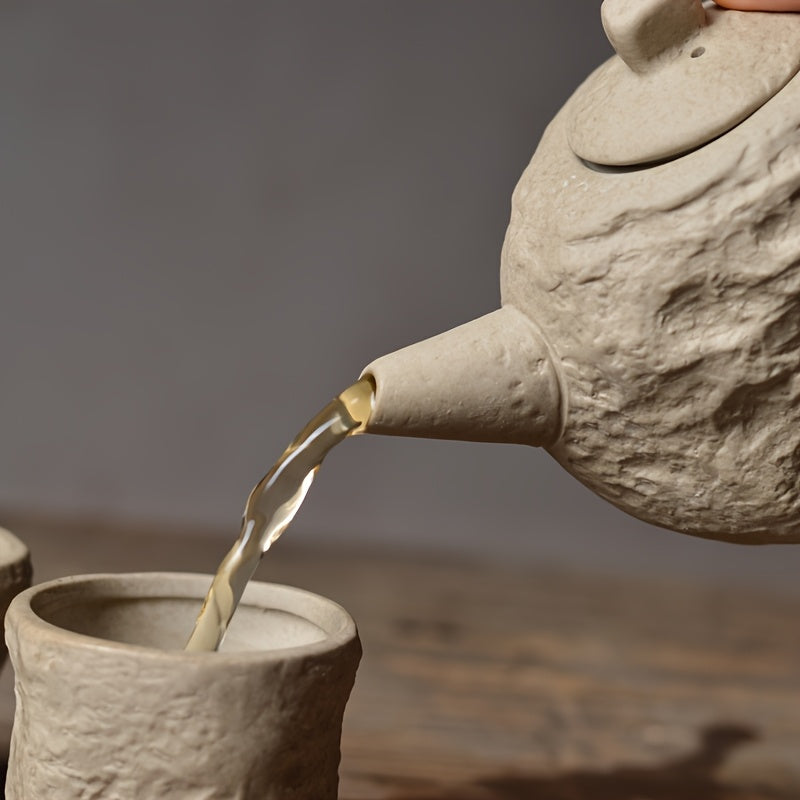 Théière artisanal en argile naturelle + 2 tasses